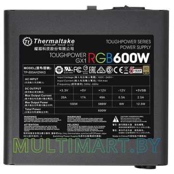 Блок питания Thermaltake Toughpower GX1 RGB 600W Gold (PS-TPD-0600NHFAGE-1) картинка 4